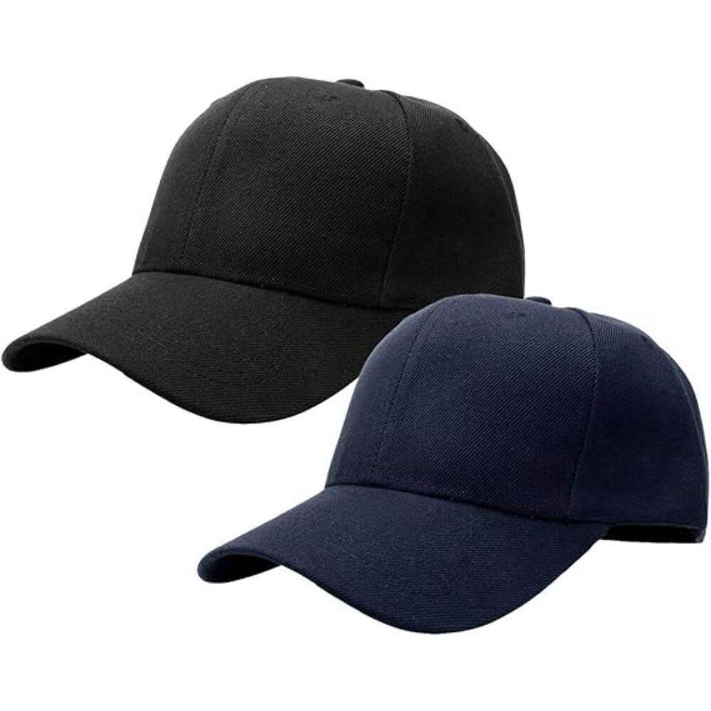 Unisex Black Navy Set Of 2 Athletic Adjustable Strap Casual Classic Baseball Cap